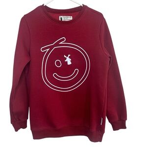 Dutch Bros SMALL NWOT Maroon w/Light Blue Crewneck Smile Oversized DB 1992 CUTE!